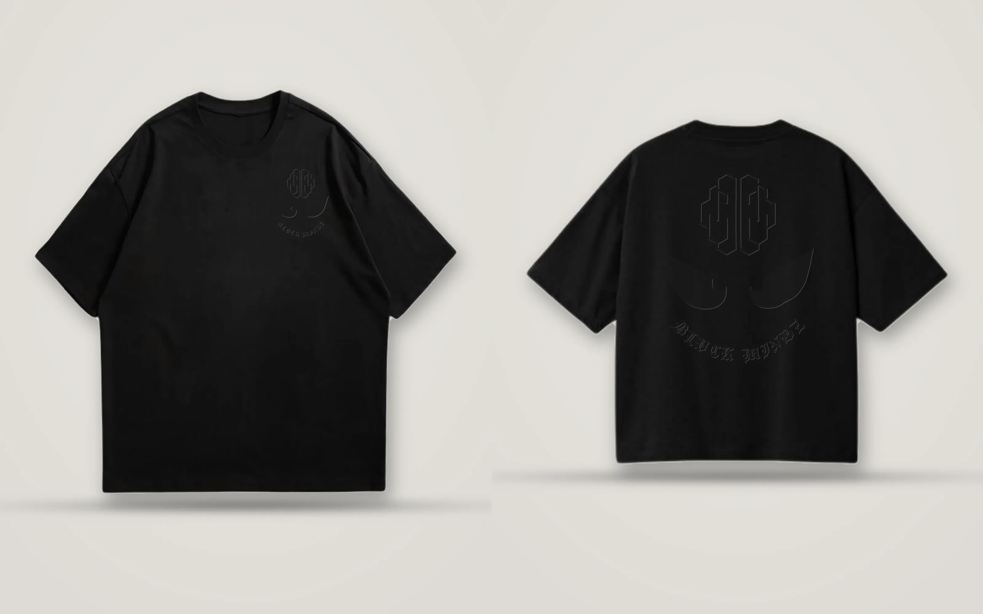 Camiseta oversized · all black BLVCK MINDZ, Tom sobre tom, HD preto sobre preto.